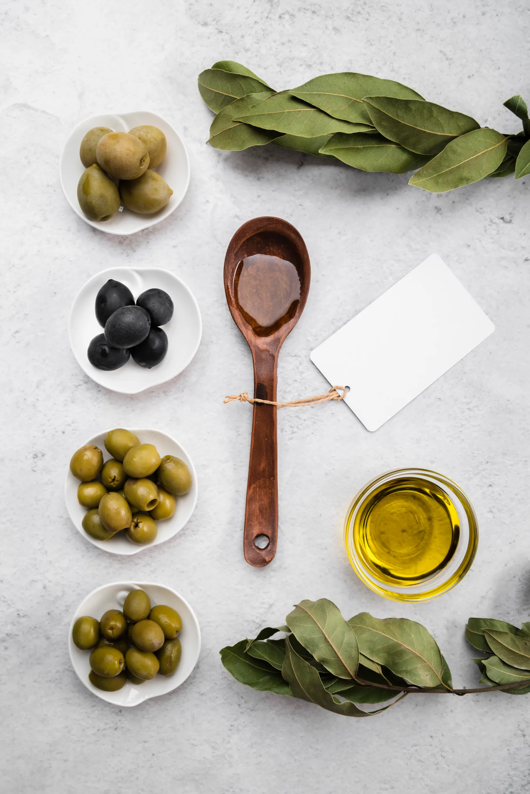 top-view-organic-olives-spoon olives